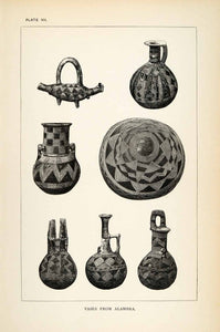 1878 Wood Engraving Vase Alambra Cyprus Pottery Artifact Archaeology XGS3