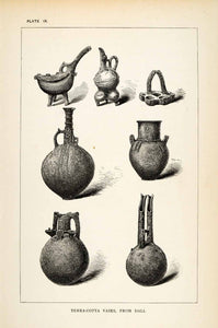 1878 Wood Engraving Terra-cotta Vase Dali Cyprus Artifact Pottery XGS3