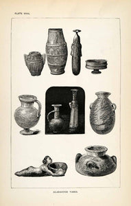 1878 Wood Engraving Cyprus Alabaster Vase Artifact Archaeology Calcite XGS3