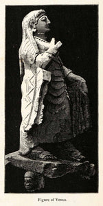 1878 Wood Engraving Cyprus Statue Venus Goddess Artifact Archaeology Golgoi XGS3