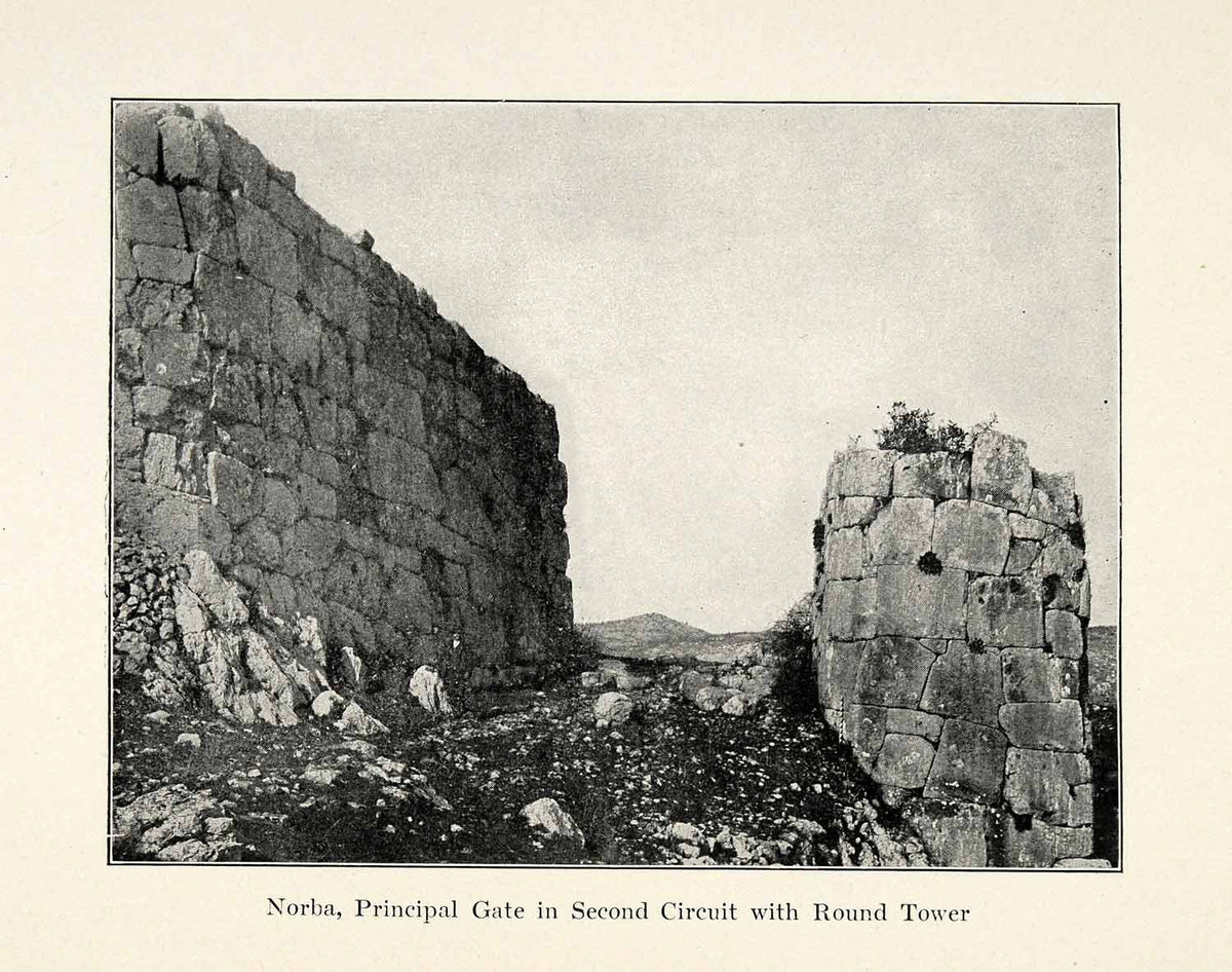1910 Print Ancient Round Tower Gate Norba Italy Archaeological Archite ...