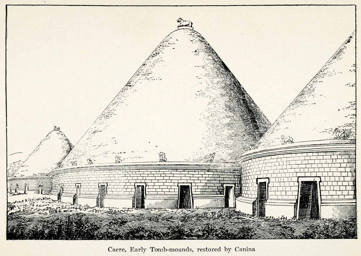 1910 Print Ancient Tomb Mound Architecture Caere Italy Archaeological XGS4