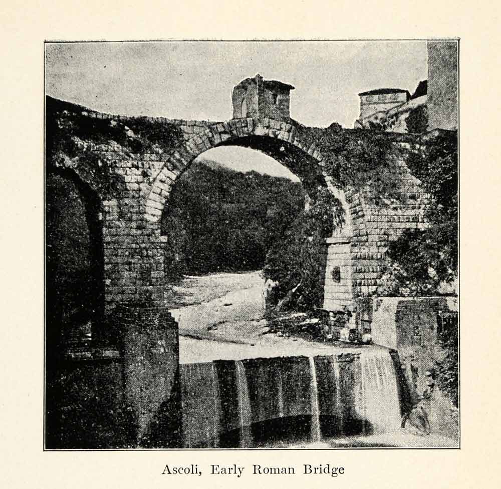 1910 Print Ascoli Italy Ancient Roman Bridge Archaeology Architecture XGS4