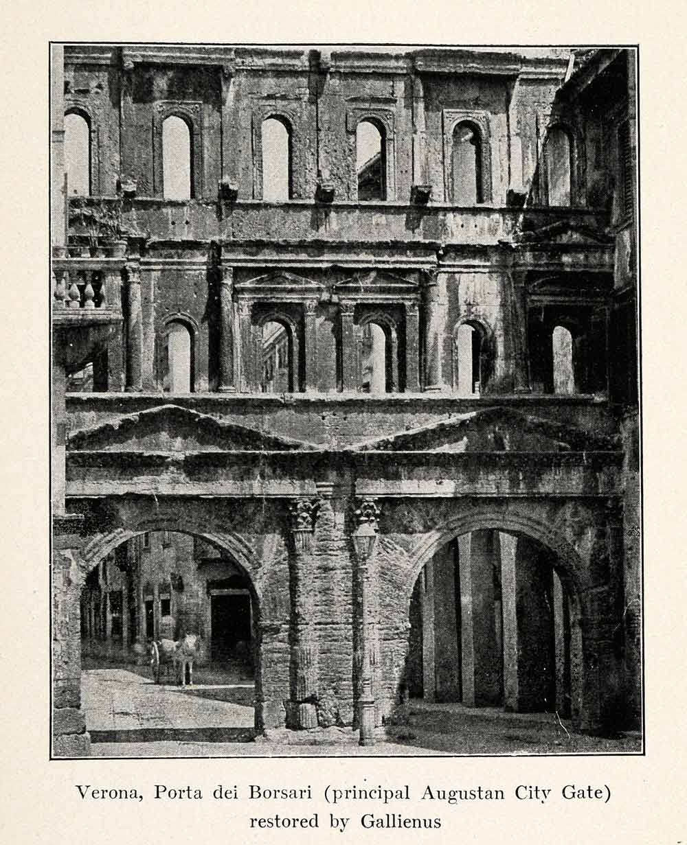 1910 Print Ancient Porta Borsari Augustan City Gate Verona Italy XGS4