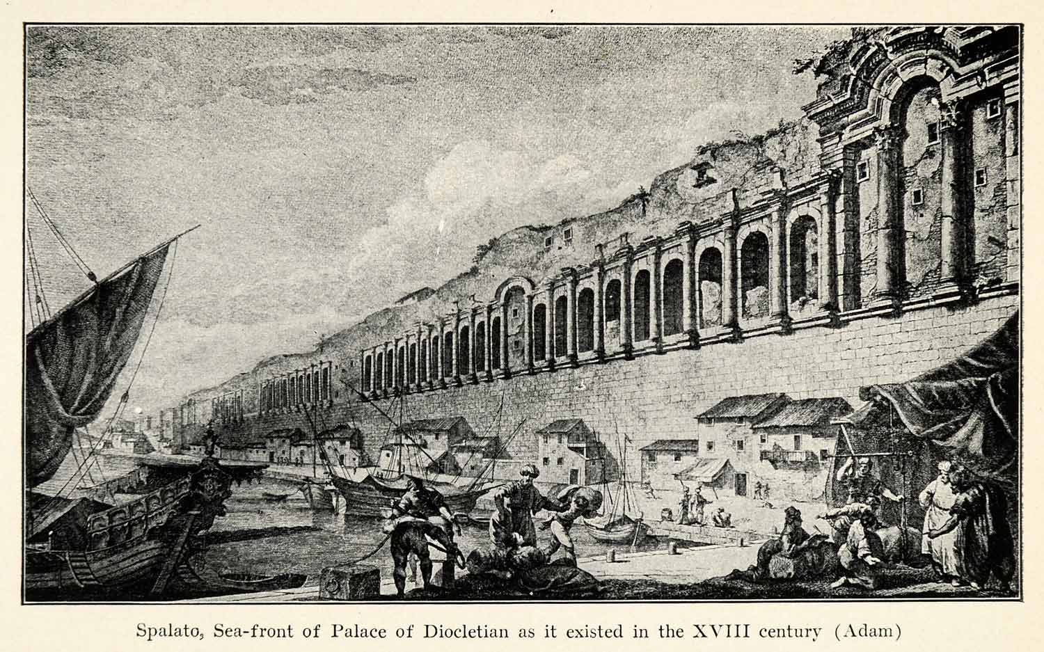 1910 Print Ancient Roman Emperor Diocletian Palace Architecture Split XGS4