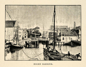 1886 Print Hoorn Harbour Town Netherlands North Holland Sailing Boats XGS5