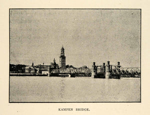 1886 Print Kampen City Bridge Architecture Overijssel Netherlands IJssel XGS5