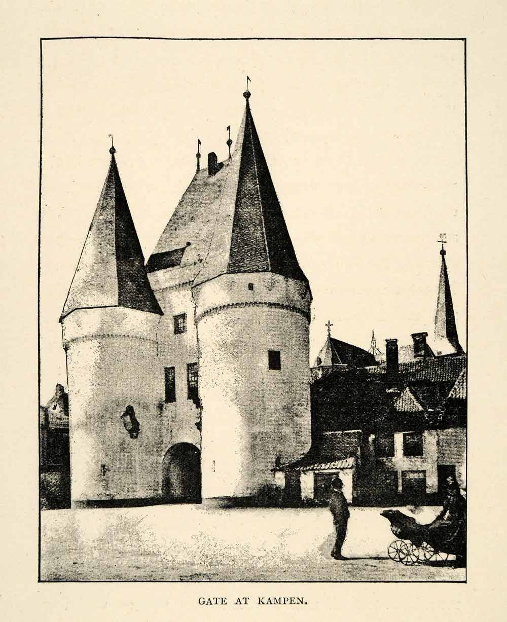 1886 Print Koornmarktpoort City Gate 14th Century Kampen Overijssel XGS5