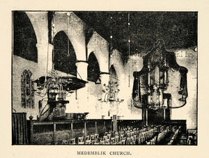 1886 Print Church Medemblik Netherlands Town North Holland Religious XGS5