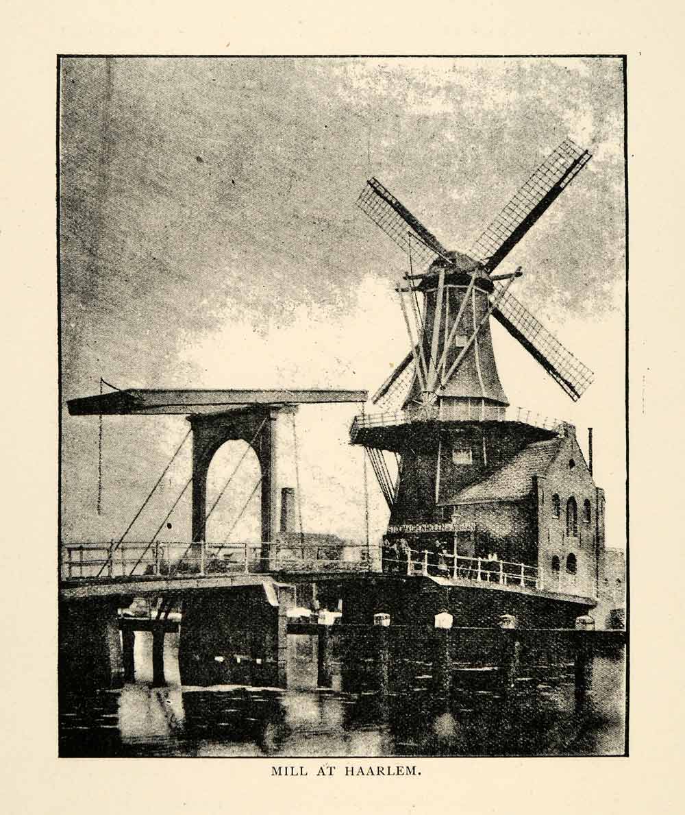 1886 Print Windmill Mill Netherlands Haarlem Harlem City Netherlands XGS5