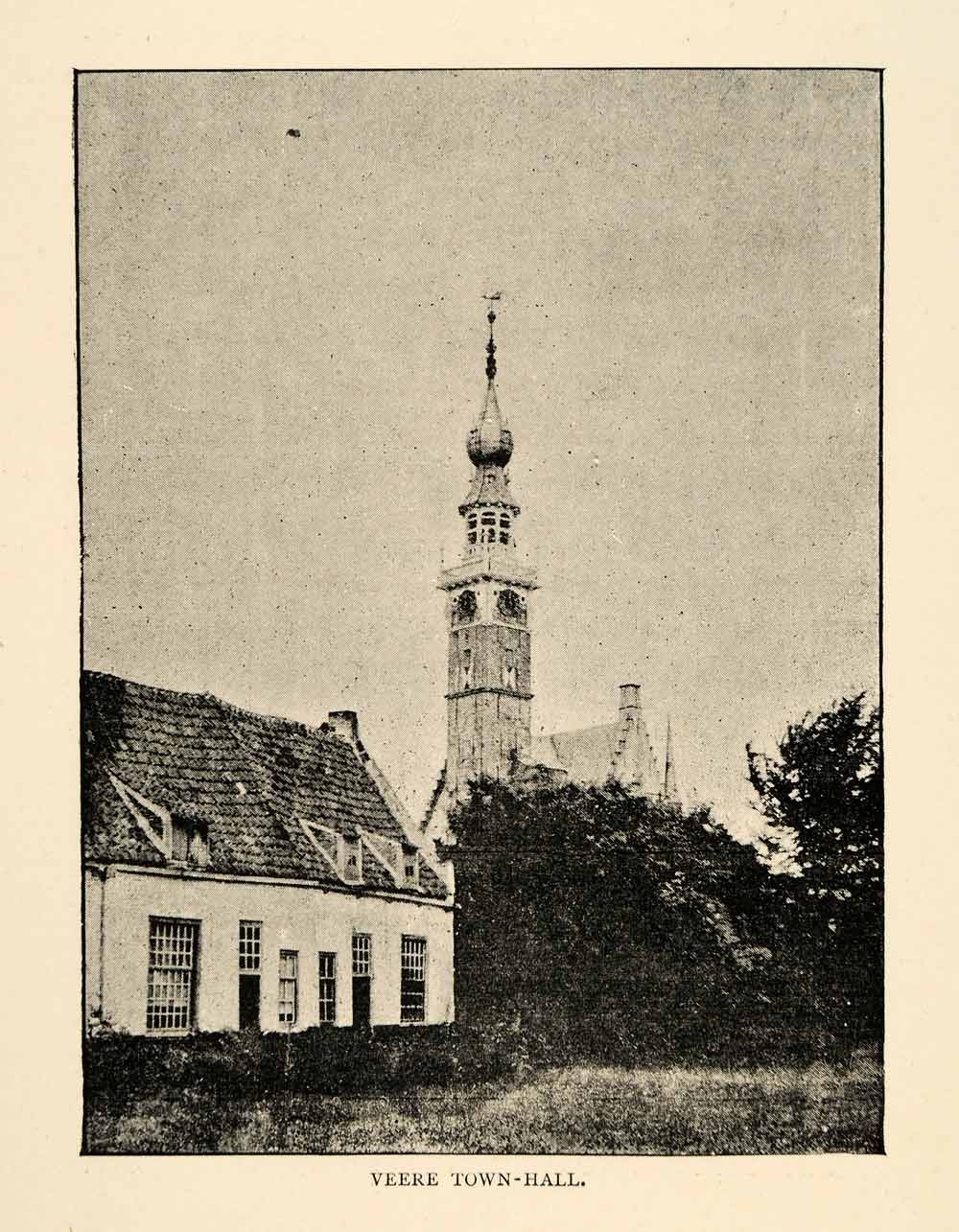1886 Print Veere Town Hall City Southwestern Netherlands Building Walcheren XGS5