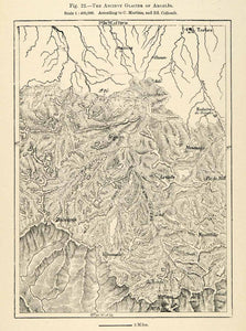 1882 Relief Line-block Map Glacier Argeles-Gazost Pyrenees-Orientales  XGS6