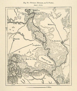 1882 Relief Line-block Map Novisad Neusate Uj-Videk Melencze Plateau Titel XGS6