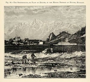 1882 Wood Engraving Sohlergrund Plain Zolyom Hungary Mountain Landscape XGS6