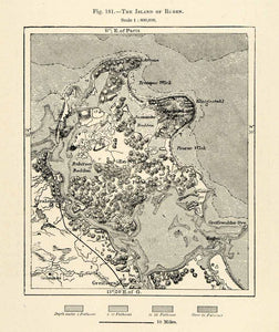 1882 Relief Line-block Rugen Island Germany Baltic Sea Bergen Rubitzer XGS6