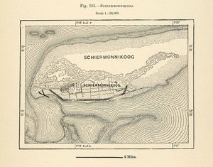 1882 Relief Line-block Netherlands Schiermonnikoog Friesland Hydrography XGS6