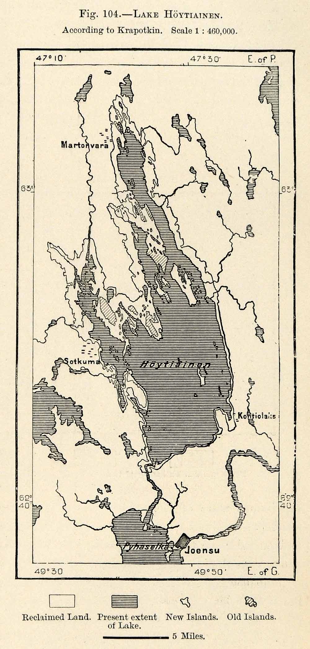 1882 Relief Line-block Map Hoytiainen Lake Finland Karelia Map Cartography XGS6