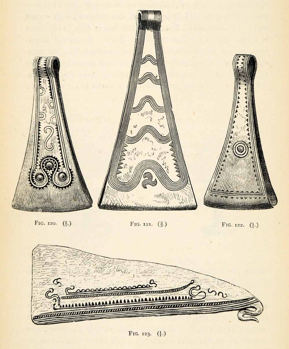 1882 Woodcut Vintage Tweezers Ornaments Patterns Denmark