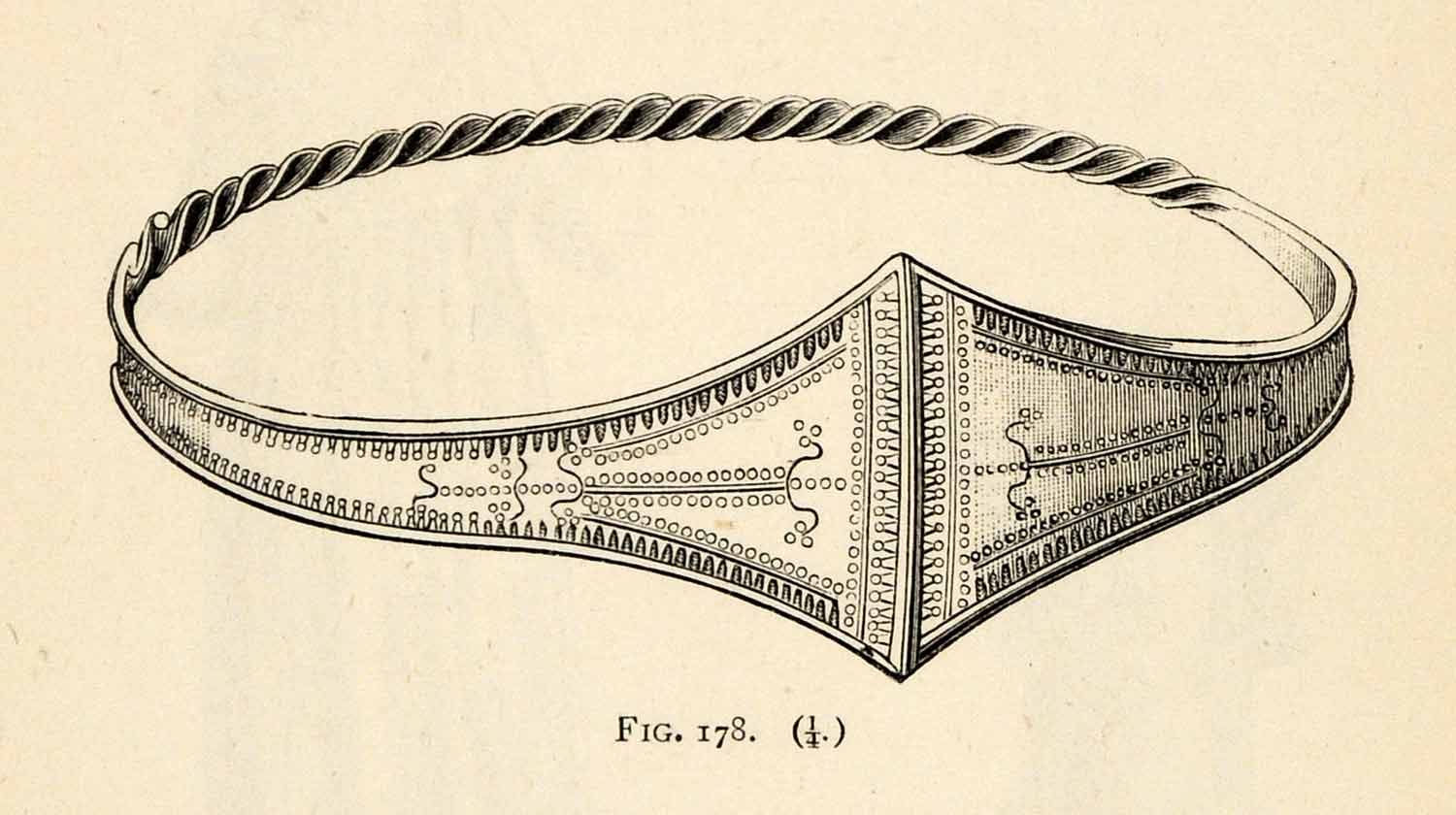 1882 Woodcut Iron Age Archaeological Fashion Waist Ring Jewelry Prehistoric XGS8