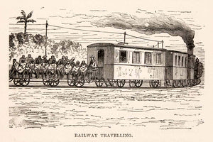 1878 Wood Engraving Asuncion City Paraguay Railway Railroad Train XGSA2