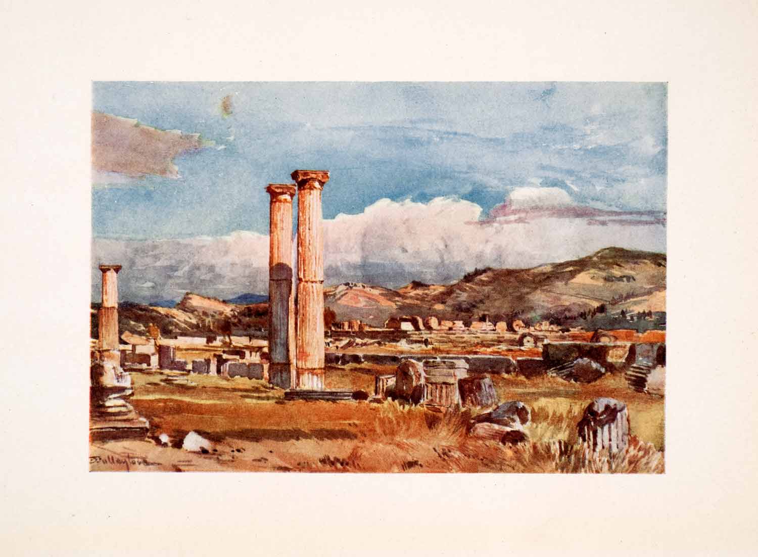 1906 Color Print Olympia Temple Zeus Palaestra Greece Column Ruins Remains XGSA3