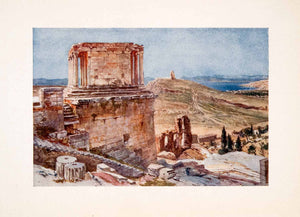 1906 Color Print Bastion Temple Wingless Victory Ascent Propylaea Ruin XGSA3