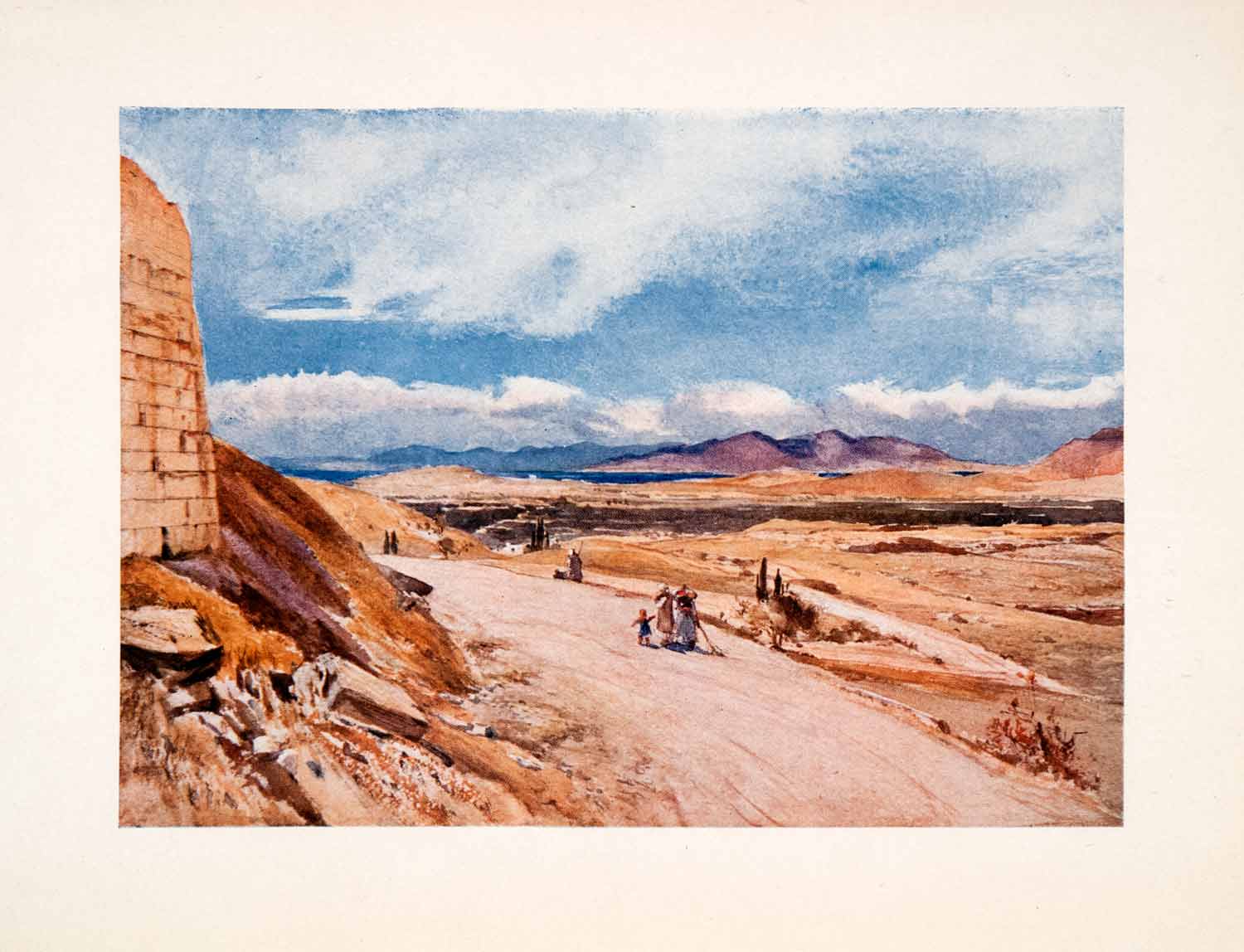 1906 Color Print Attica Salamis Greek Acropolis Fulleylove Road Mountain XGSA3