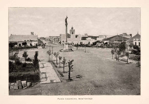 1893 Halftone Print Plaza Cagancha Montevideo Uruguay Pillar Peace City XGSA4