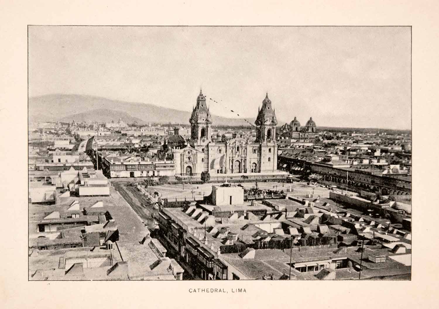 1893 Halftone Print Cathedral Lima Peru St John Cityscape Architecture XGSA4