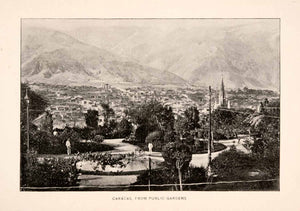 1893 Halftone Print Caracas Venezuela Public Gardens Landscape Mountains XGSA4