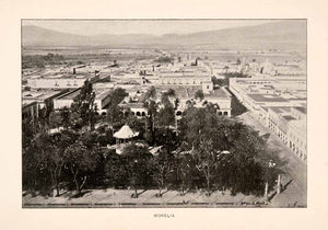 1893 Halftone Print Morelia Mexico Cityscape Architecture Historic Park XGSA4