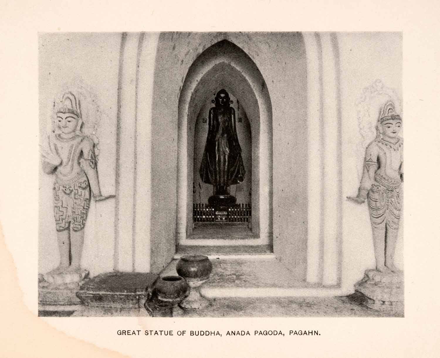 1899 Halftone Print Kakusandha Standing Buddha Ananda Temple Bagan Burma XGSA6