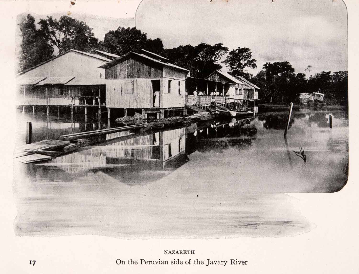 1912 Halftone Print Amazon Nazareth Peru Javary River Flood Village XGSA9