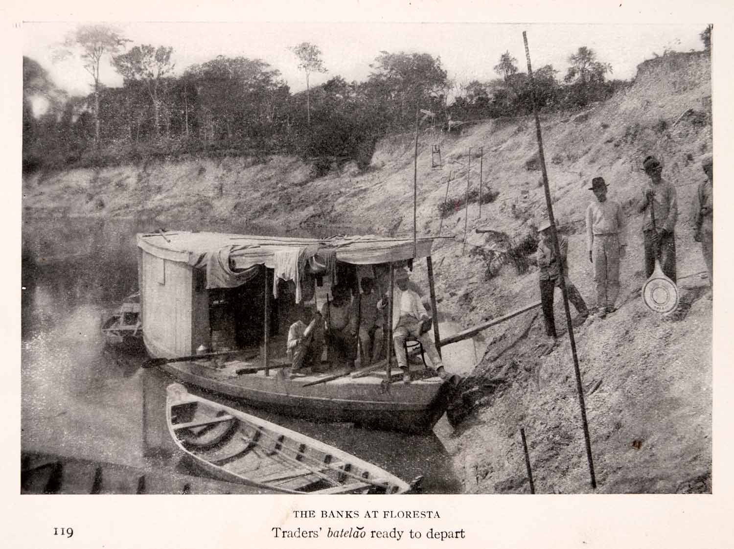 1912 Halftone Print Amazon Bank Floresta Boat River Batelao Ethnic XGSA9