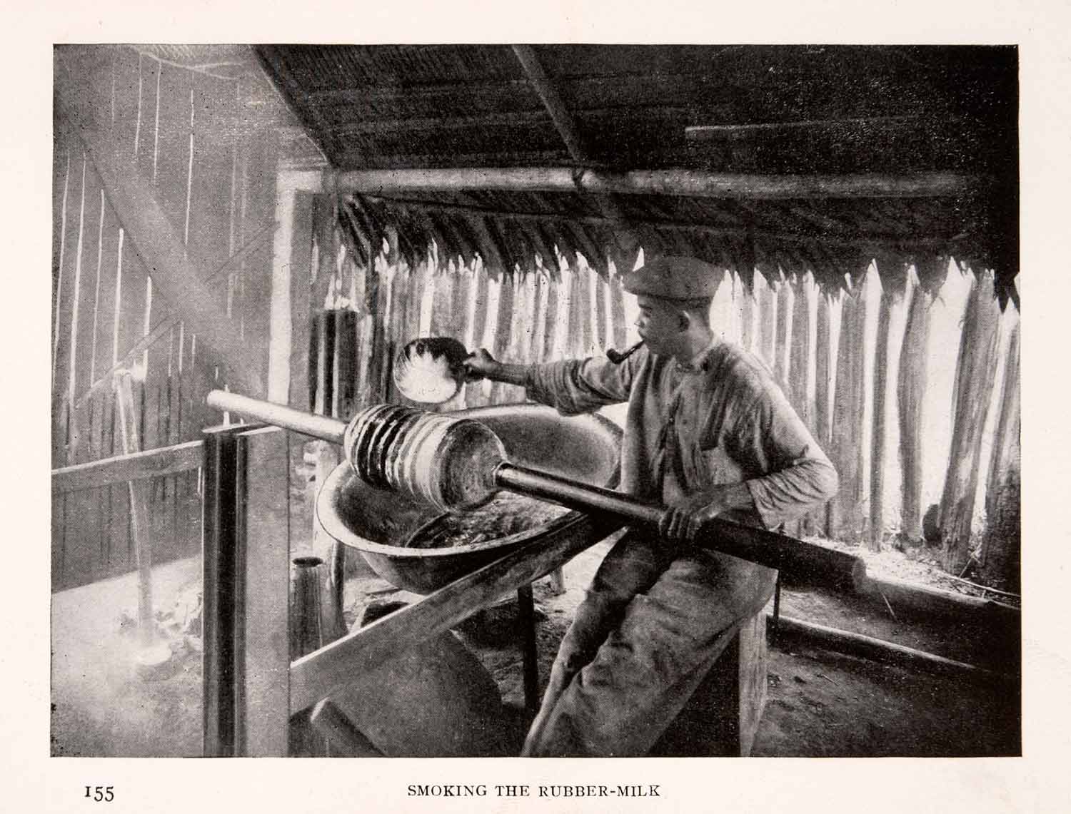 1912 Halftone Print Amazon Smoking Rubber Milk Craft Hut Seringueiro XGSA9