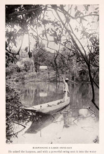 1912 Halftone Print Amazon Harpoon Stingray Fishing Spear Lake Innocence XGSA9