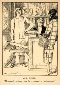 1927 Print Marcel Poncin Baker Bakery Bread Fashion Costume Cloche Hat Art XGSB2 - Period Paper
