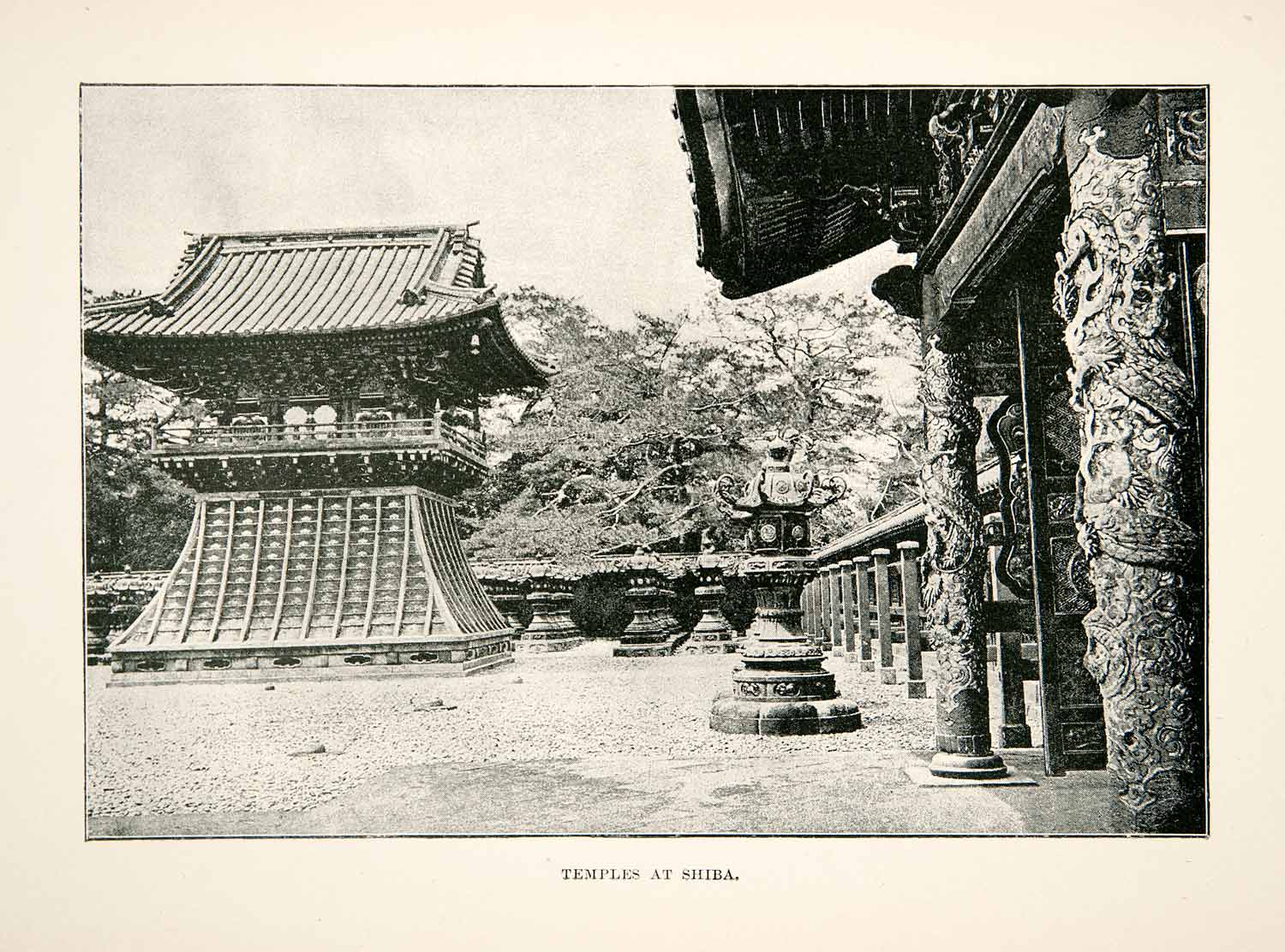 1891 Print Temples Shiba Minato Tokyo Japan Buddhist Shrine Zojoji Park XGSB4