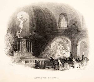 1859 Steel Engraving Church Saint Roch Interior Altar Paris France T XGSB6