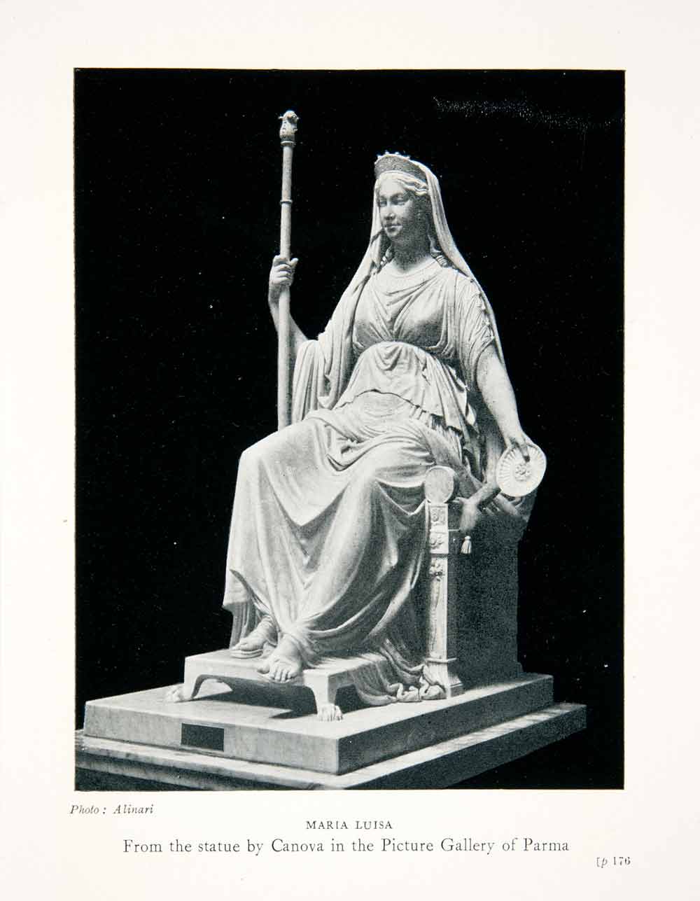 1932 Print Maria Luisa Canova Parma Italy Italia Sculpture Statue Alinari XGSB7