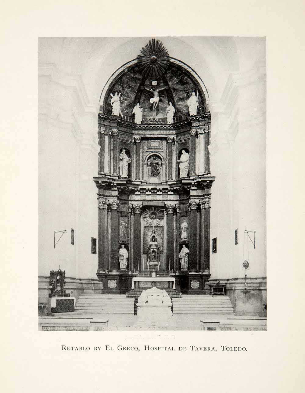1909 Print Retablo El Greco Hospital Tavero Toledo Spain Altar Church XGSB8