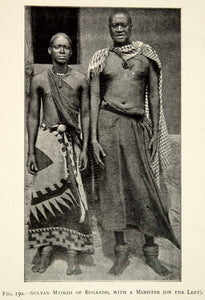 1899 Print Portrait Sultan Mtikisi Bugando Minister Africa Royalty Costume XGSC2