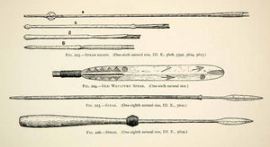 1899 Print African Tribal Native Weapon Wataturu Spear Hunt Fish Tools XGSC2