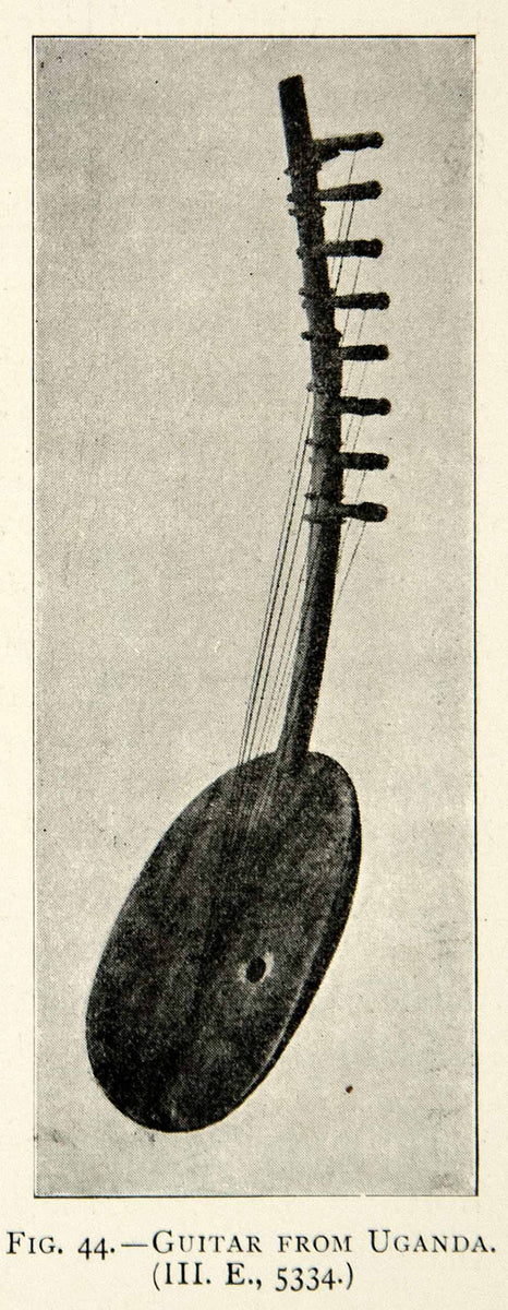 1899 Print Musical Instrument Guitar Uganda Africa Stringed Wood Hollo ...