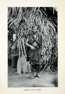 1904 Print Isidor Portrait Waiomgomo Tribe Venezuela Boat Paddles XGSC3