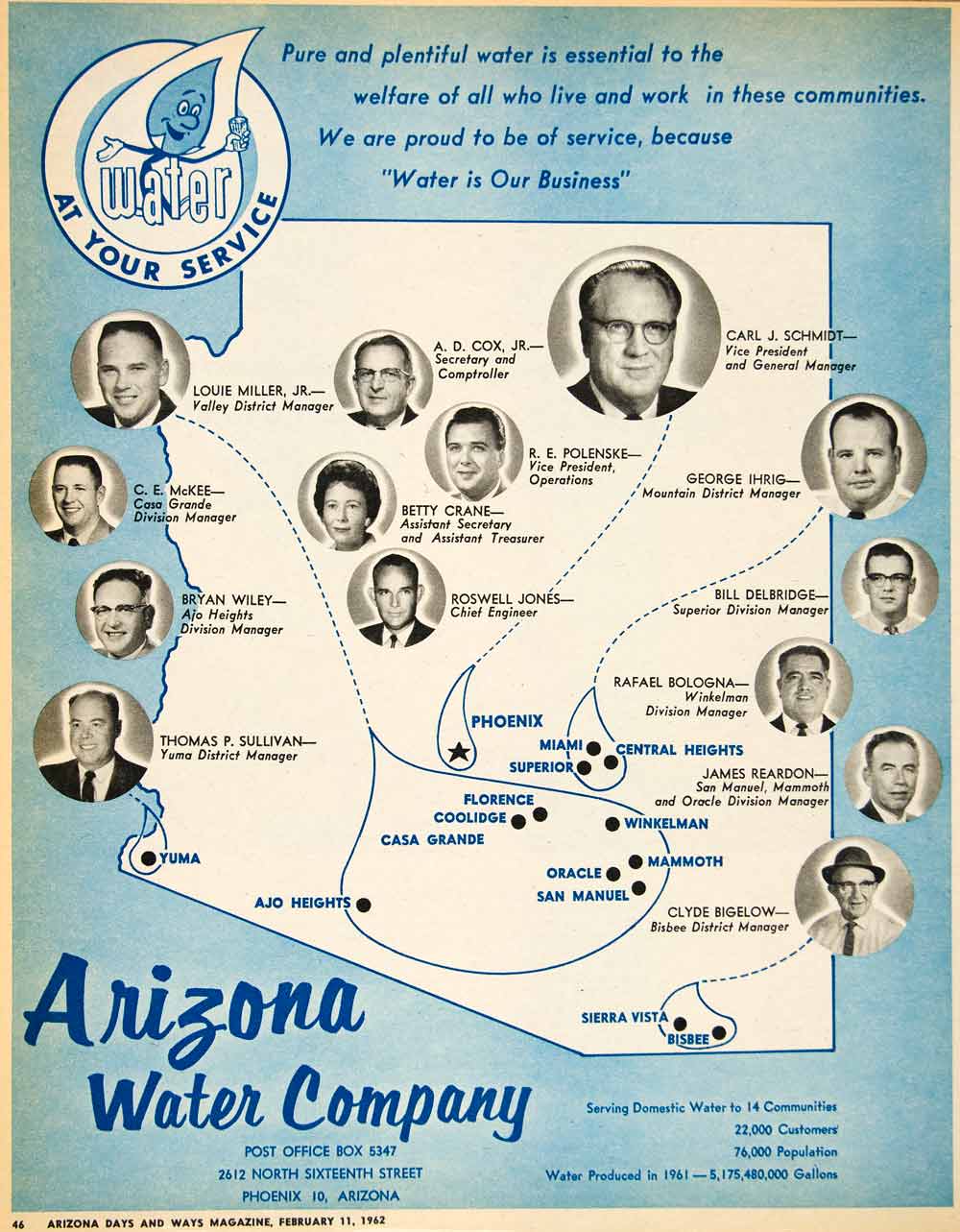 1962 Ad Arizona Water Polenske Ihrig Delbridge Bologna Reardon Bigelow XGSC4