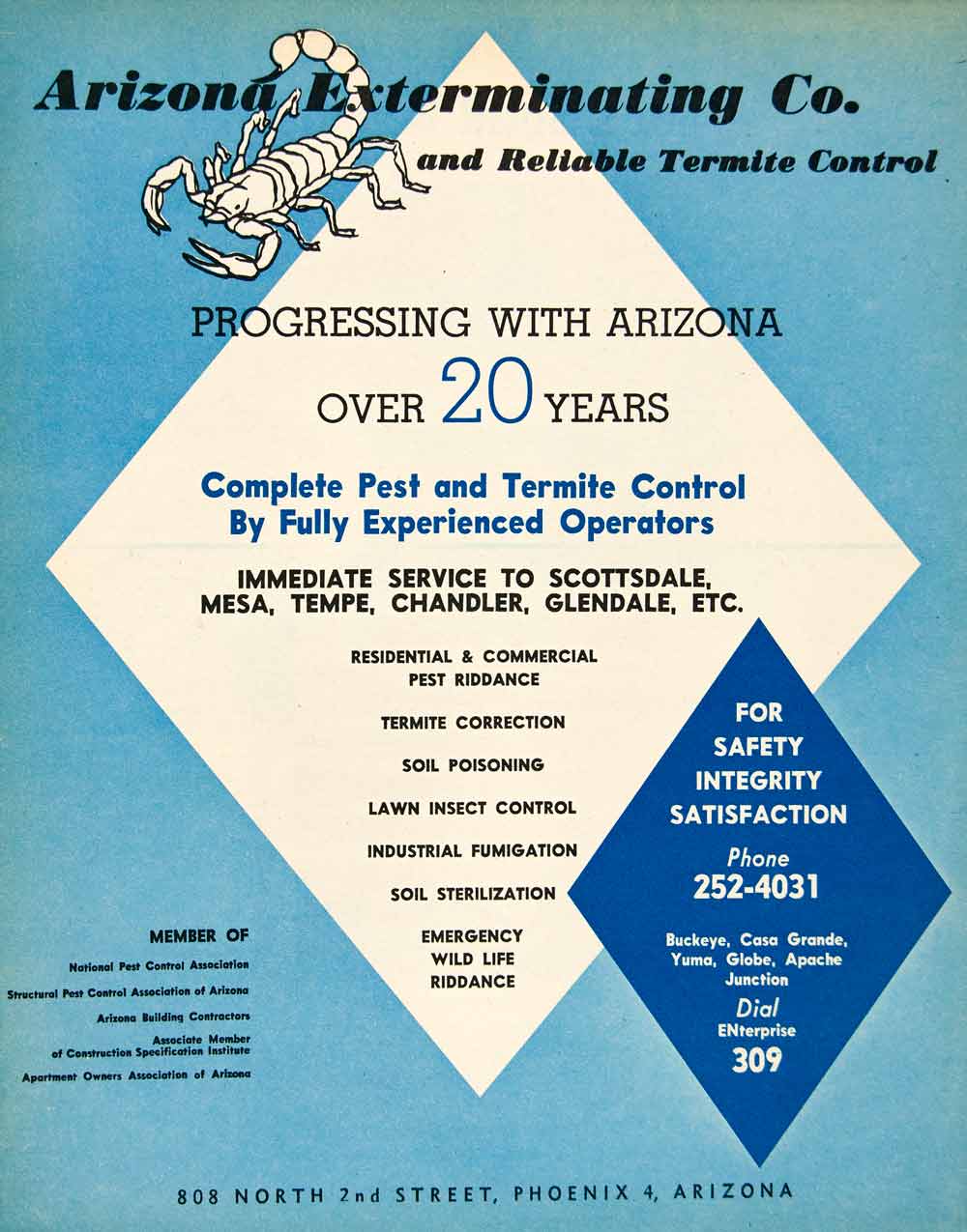 1962 Ad Arizona Exterminating Termite Control Pest Riddance Soil Insect XGSC4
