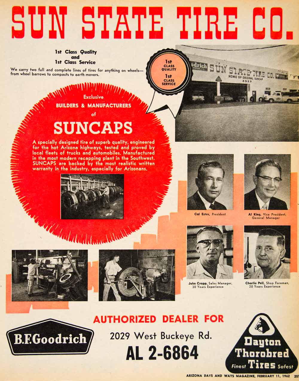 1962 Ad Sun State Tire Estes King Cropp Pell Suncaps Goodrich Dayton XGSC4