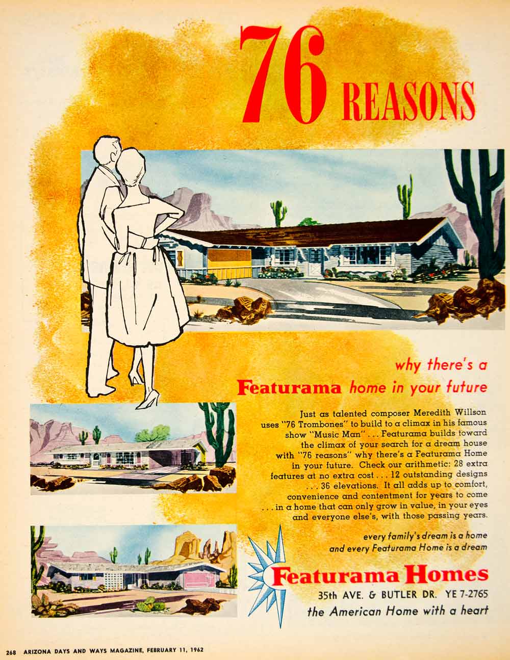 1962 Ad Featurama Homes Willson Meredith Music Man Future American Heart XGSC4