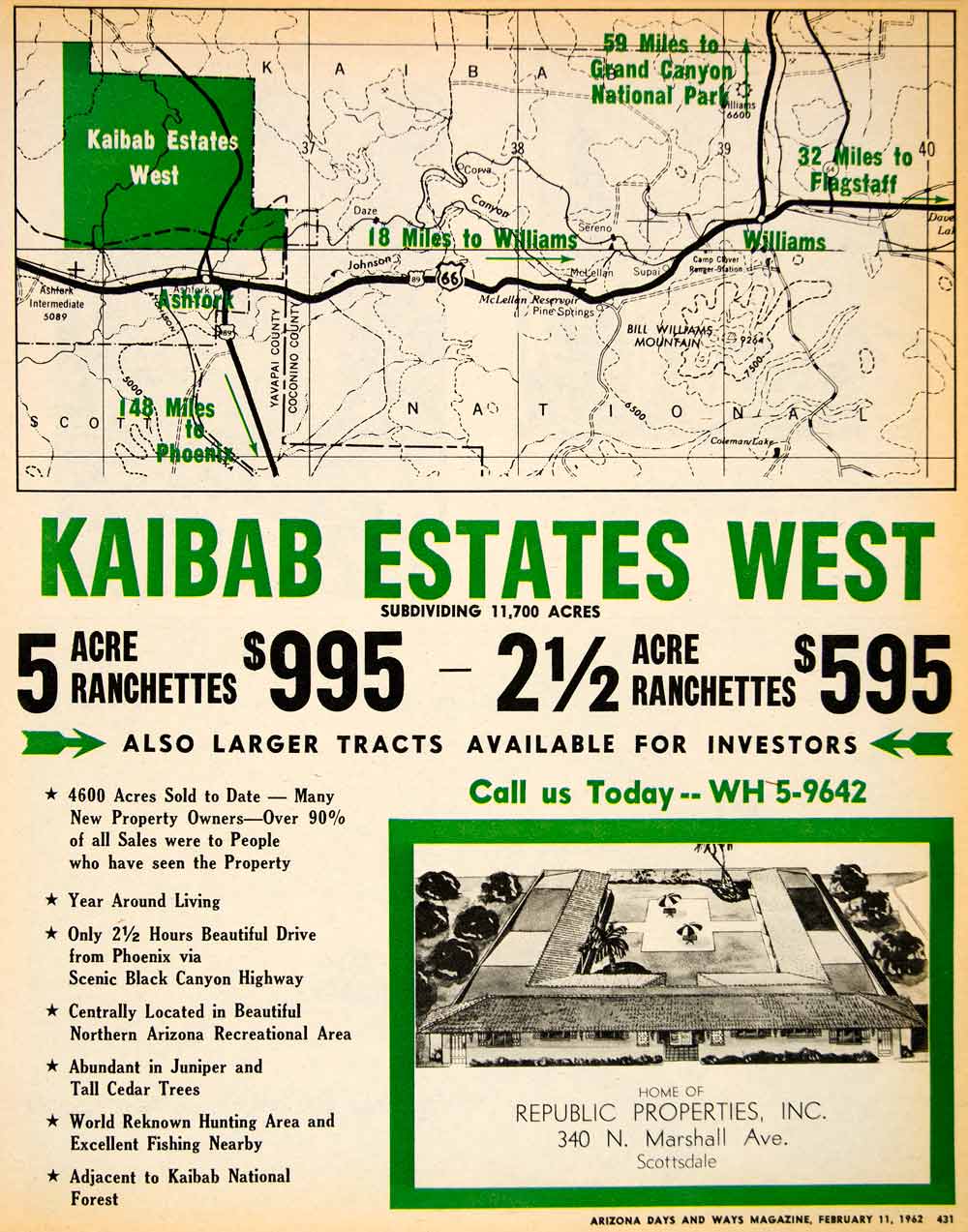 1962 Ad Kaibab Estates West Republic Properties Scottsdale Ranchettes XGSC4